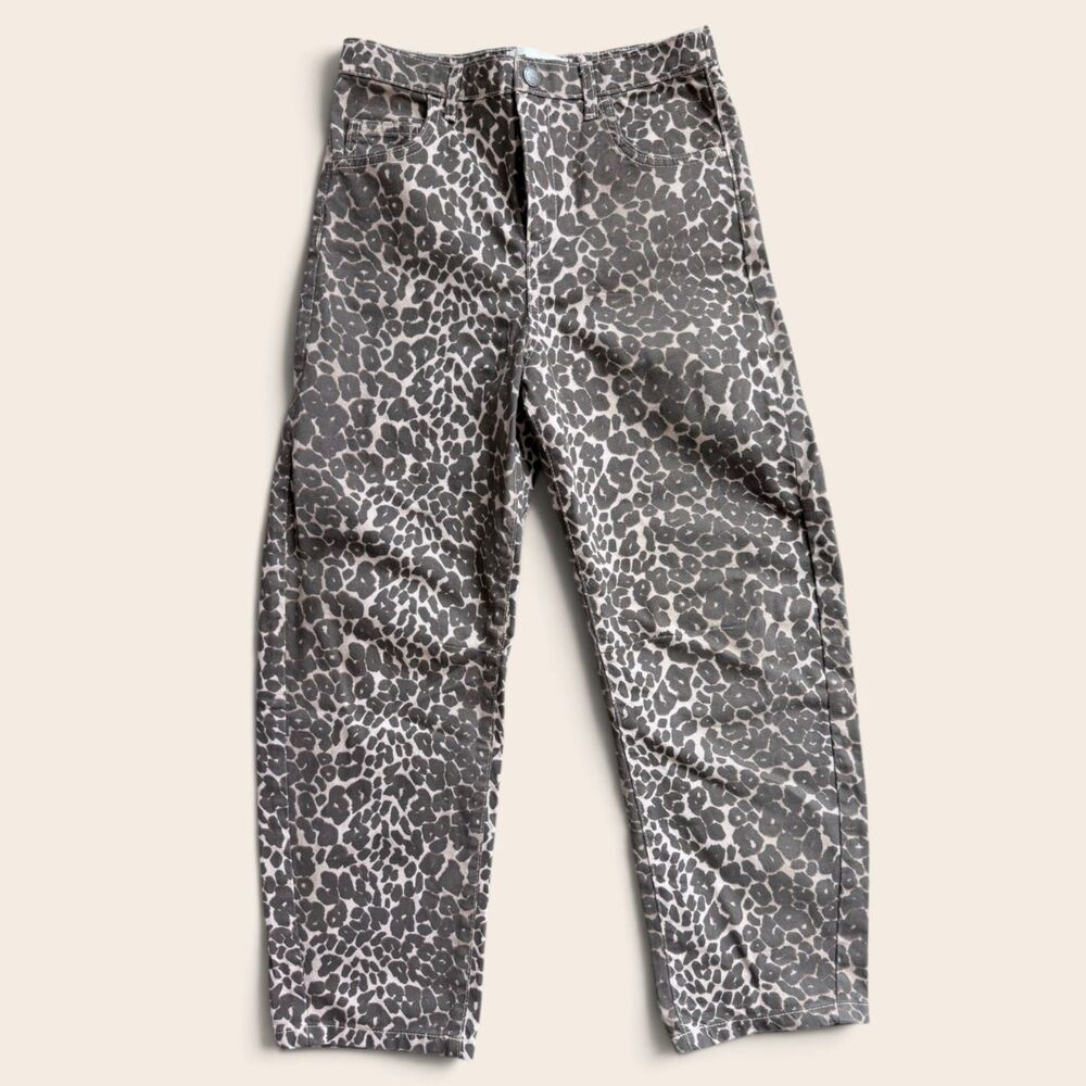 Cotton On Kids Girls 9/10 Leopard Barrel Jean Y2K Brand New